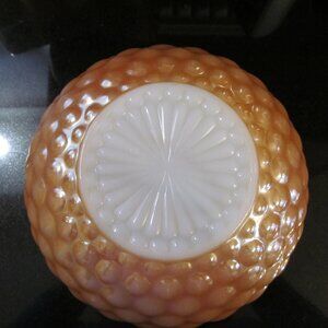Vintage Anchor Hocking Iridescent Orange Bubble Glass Bowl 8.25" Fantastic Cond